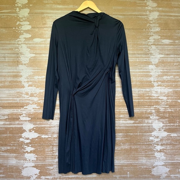 COS Tricot Ruched Gathered Sheath Dress Navy Career Classic Minimalist Womens S - Picture 1 of 5